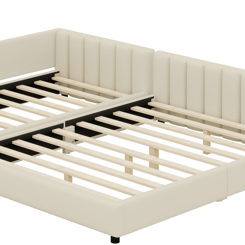 Lit rembourré en polyuréthane avec mise à la terre amovible, Beige