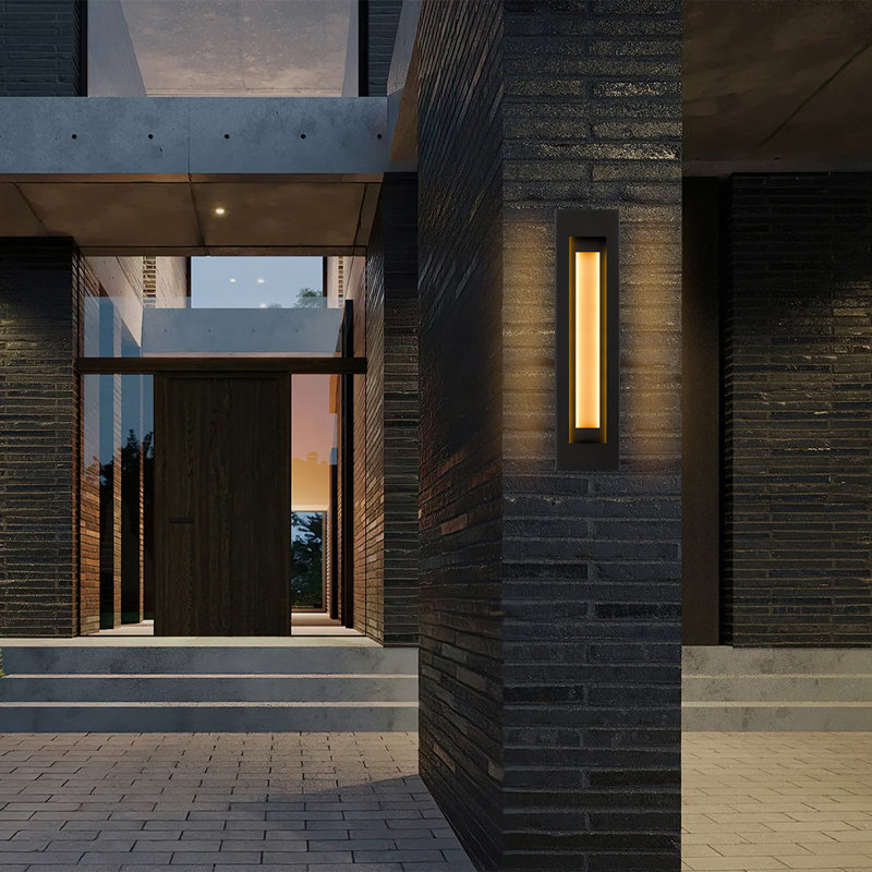 Layer LED Sconce for Indoor/Outdoor Use, Layered Panel Design, Brass Interior, 3-CCT Selectable, Wet Rated