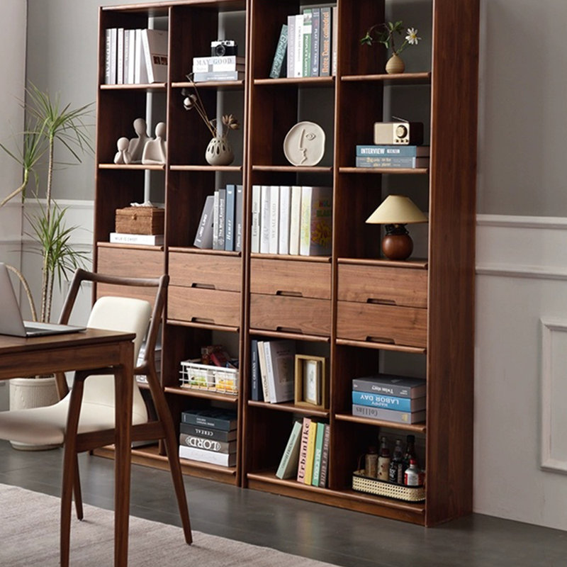 Light luxury black walnut bookcase