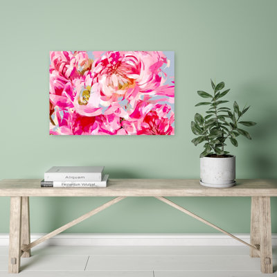 Pink Floral Expression Abstract Modern Vibrant Flower Wall Art Print 1 Piece Wrapped Canvas Wall Art