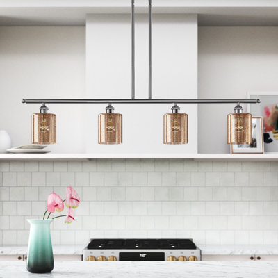 Luminaire suspendu linéaire à 4 lumières pour îlot de cuisine Leilani