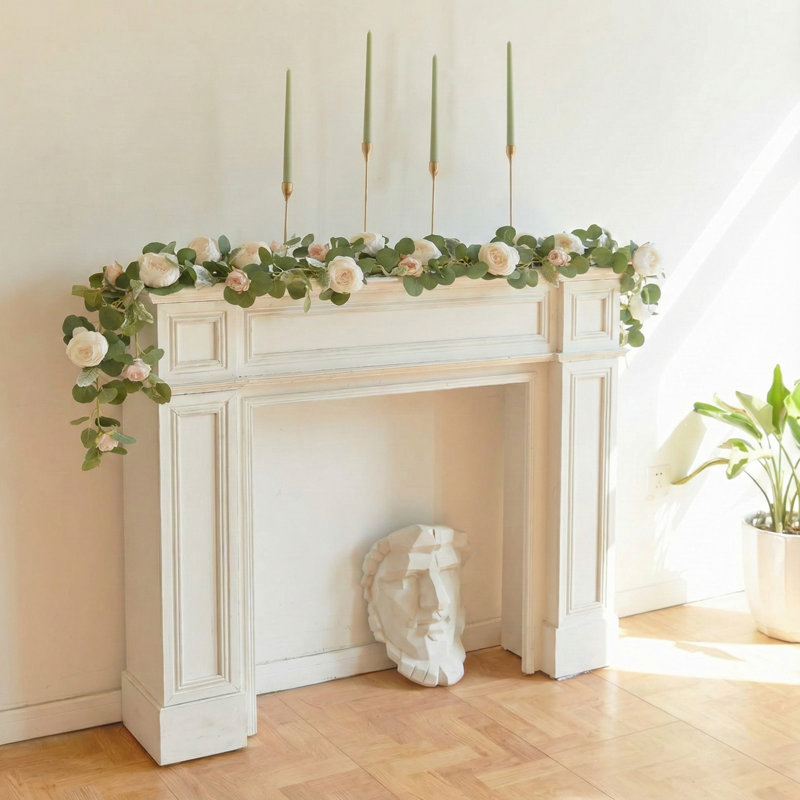 Ensemble de 2 guirlandes de fleurs artificielles et d'eucalyptus Spring