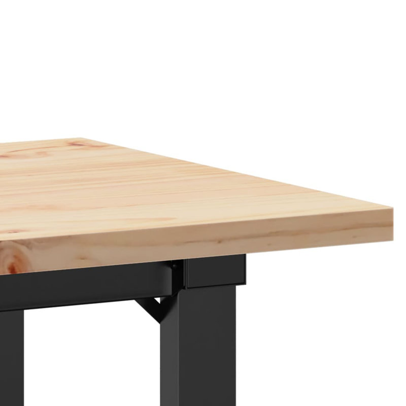 Dining Table O-Frame Solid Wood Pine And Steel, 29.7"H x 31.5"L x 19.7"W
