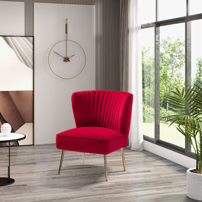 Euclid Velvet Accent Chair with Metal Legs