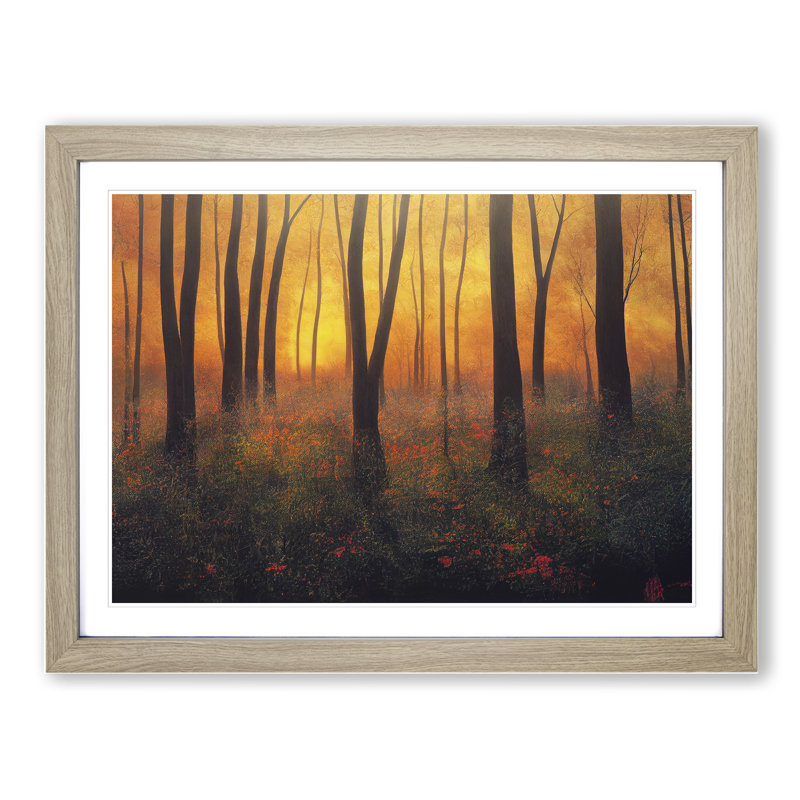 Spring Forest Sunrise Vol.3 - Framed Print, 25cm H x 34cm W x 2cm D, Oak