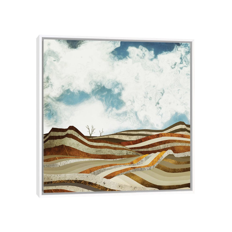 Desert Calm - impression d'art graphique, Aucun mat, H 26 po x l 26 po x P 1,5 po, Toile blanche encadrée