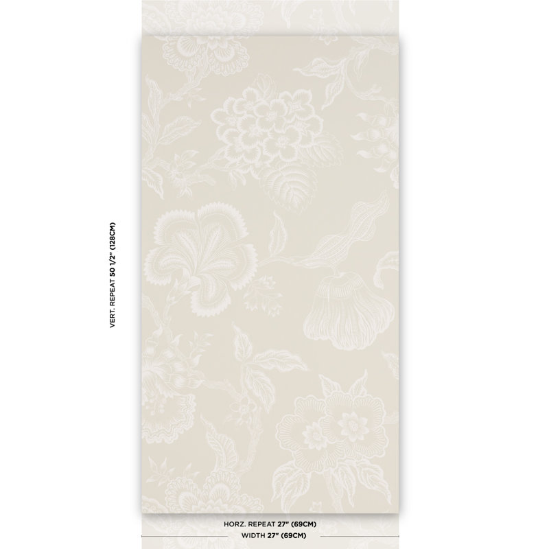Schumacher x Celerie Kemble Hothouse Flowers Silhouette Wallpaper, Cream