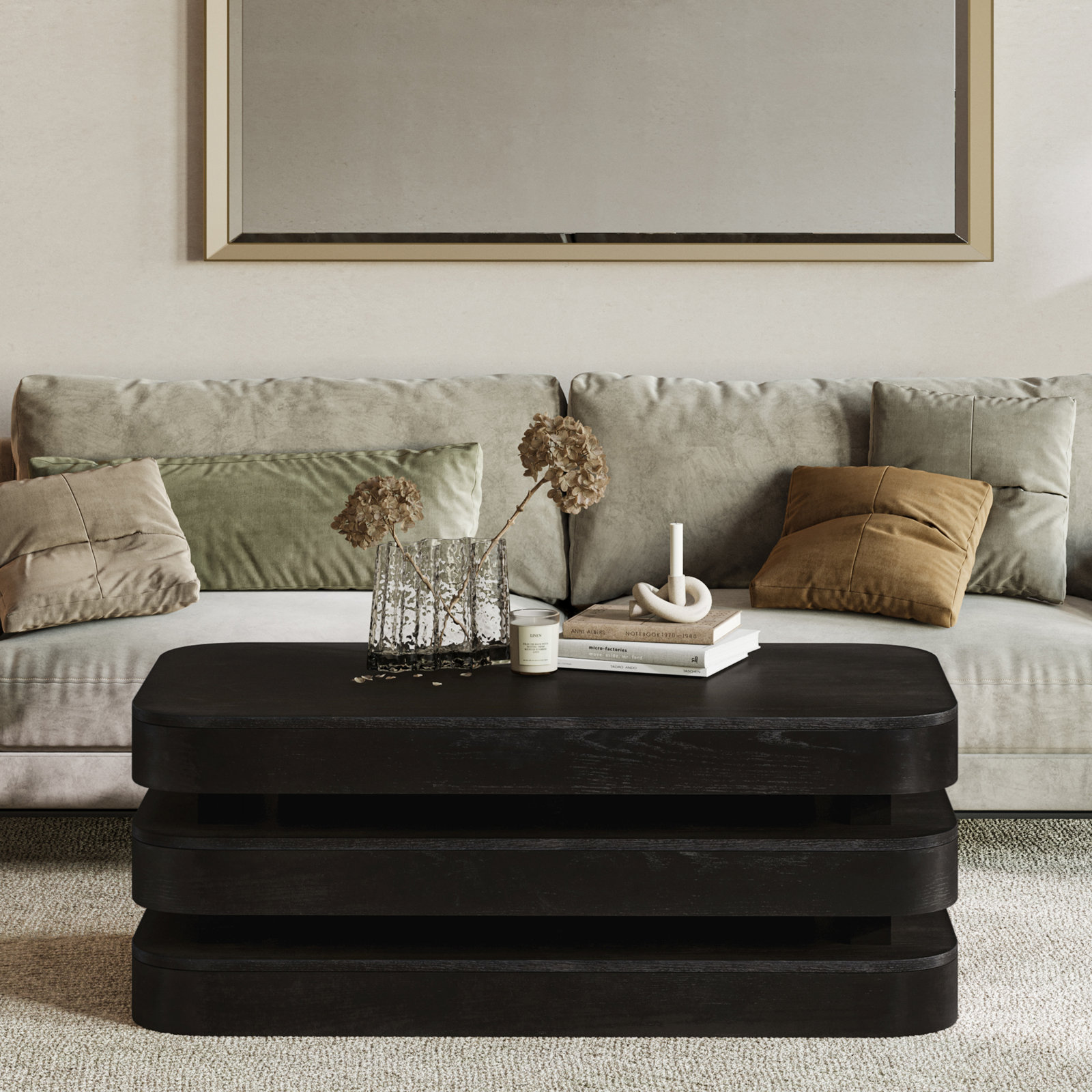 Marta Single Coffee Table, Espresso Wood