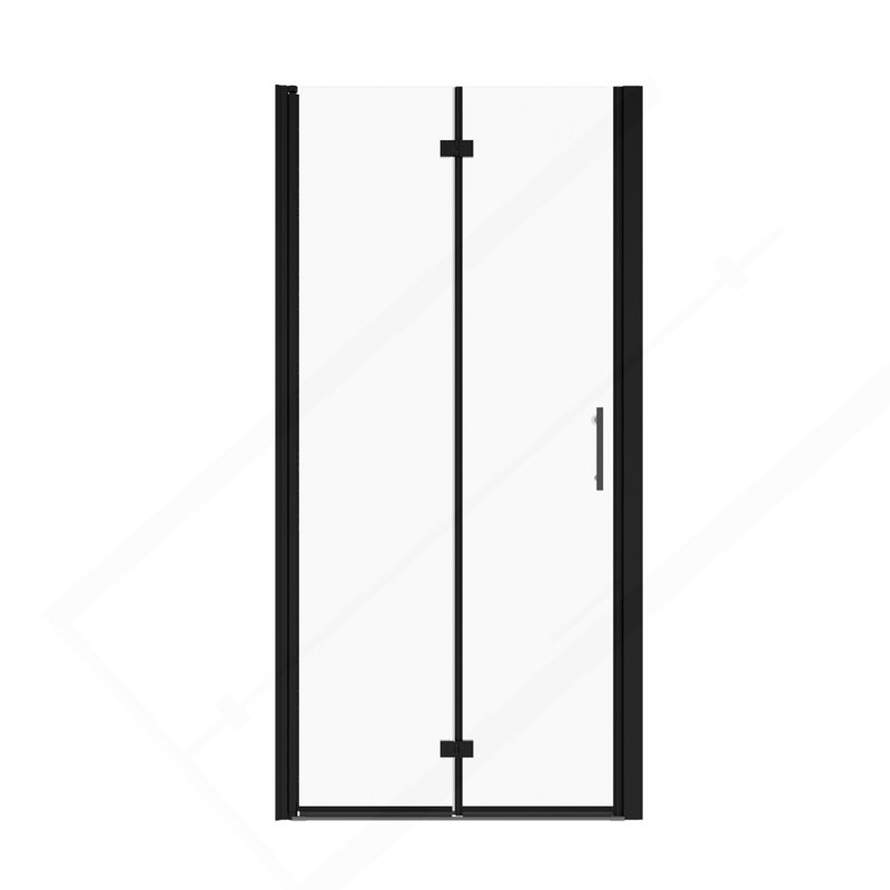 1 3/8" adjustment,universal pivot shower door, with 1/4" tempered glass finish 3072, Matte Black