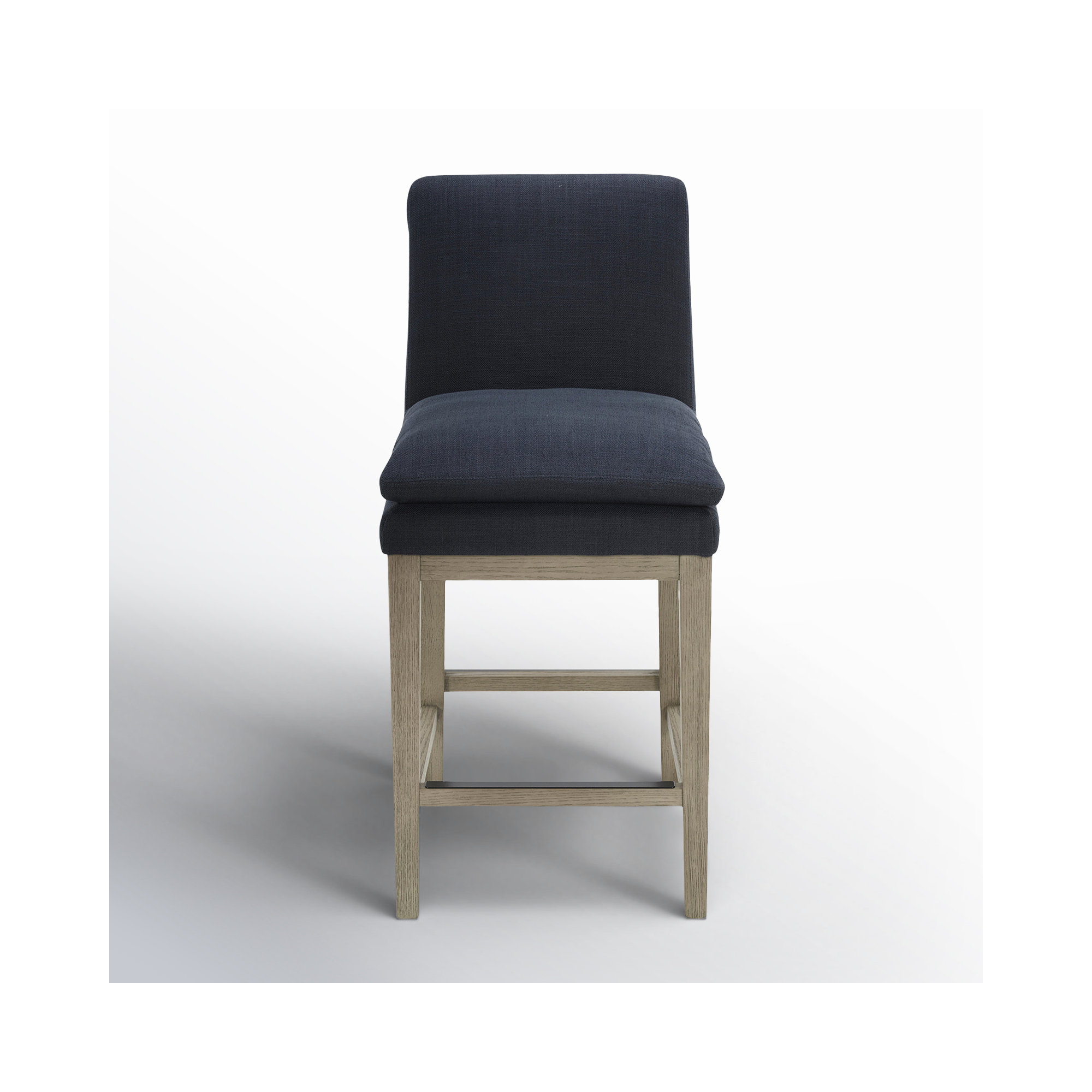 Bethea Upholstered Counter Stool, Insignia Blue, Graywash