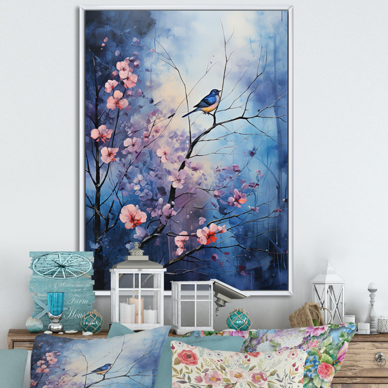 «Winter Enchanted Frost Pointillism I», reproduction d'art sur toile, H 32 po x l 24 po, Cadre flottant blanc