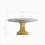 Ensemble de table de salle à manger 59 "en pierre frittée ronde 59" avec base en sablier en acier inoxydable doré - Table de cuisine de luxe moderne d'aspect marbre pour 4-6 personnes, résistante aux égratignures et à la chaleur