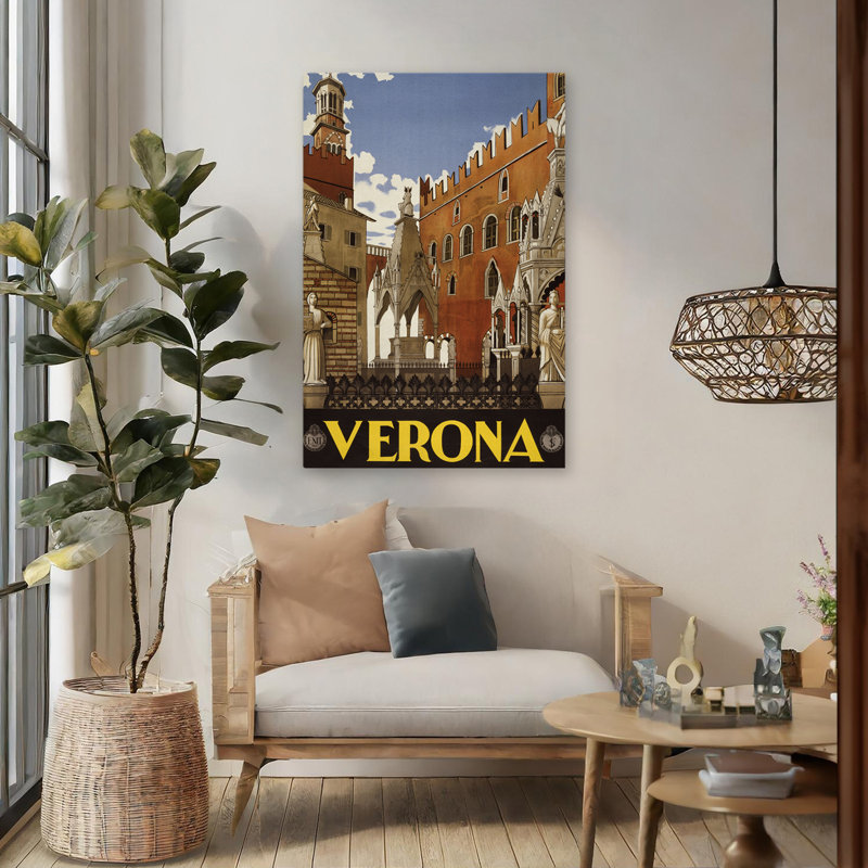 Verona Minimalist; Illustration de voyage et carte moderne, H 48 po x l 32 po
