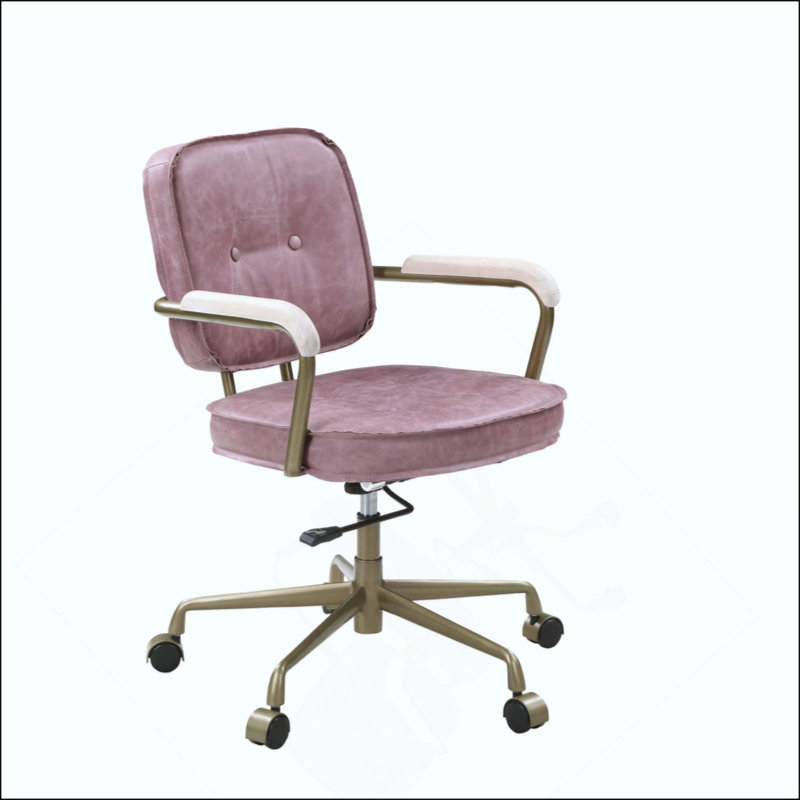 Chaise de bureau en cuir fleur, Rose