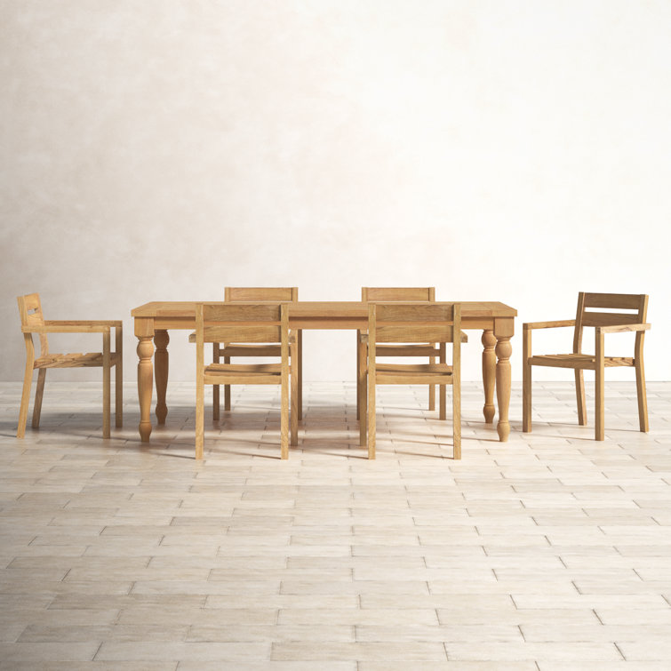Morones Rectangular Reclaimed Teak 6 Person Indoor Outdoor Dining Set