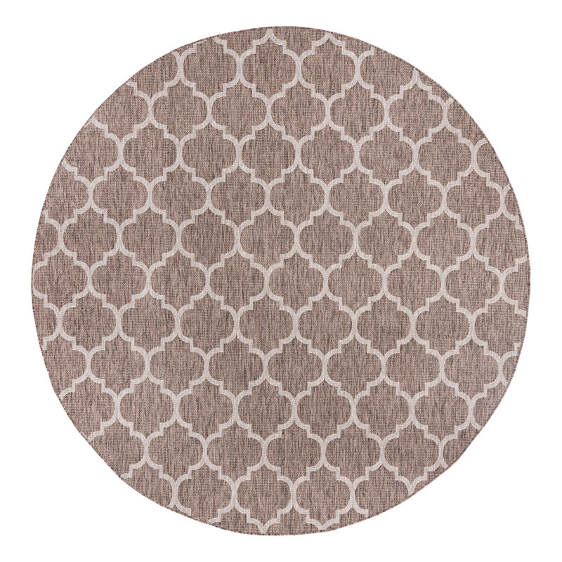 Tapis intérieur / extérieur brun Hampstead, Rond 10 pi 8 po
