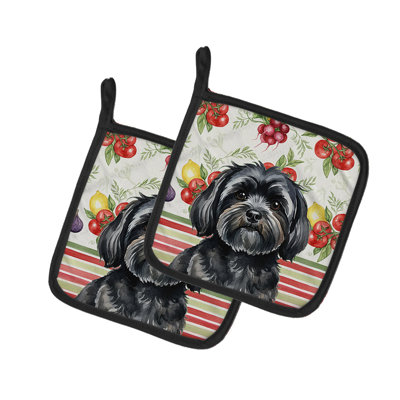 Paire de poignées noires Lhasa Apso
