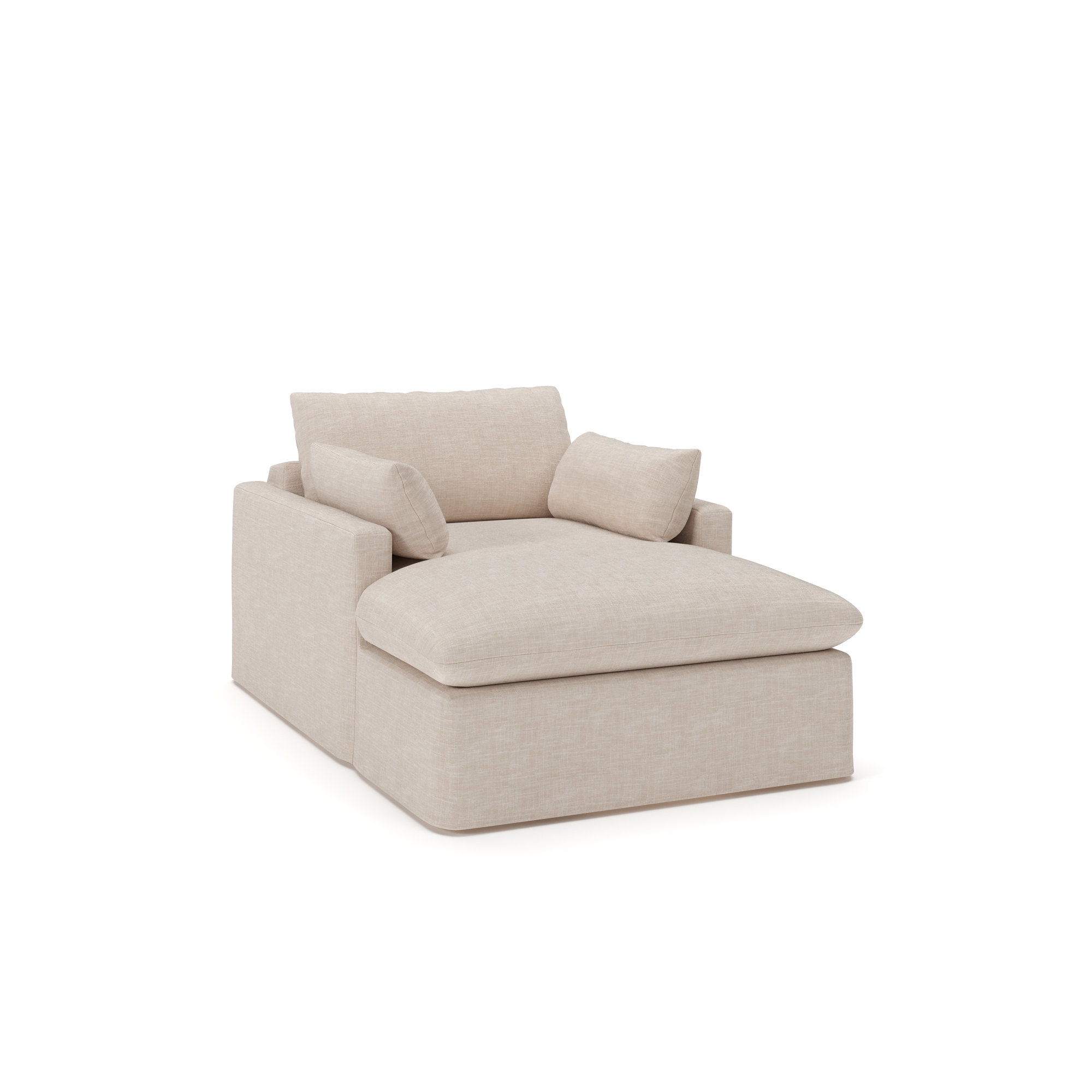 Luna Slipcovered Chaise, Lena Sand Performance Linen Blend