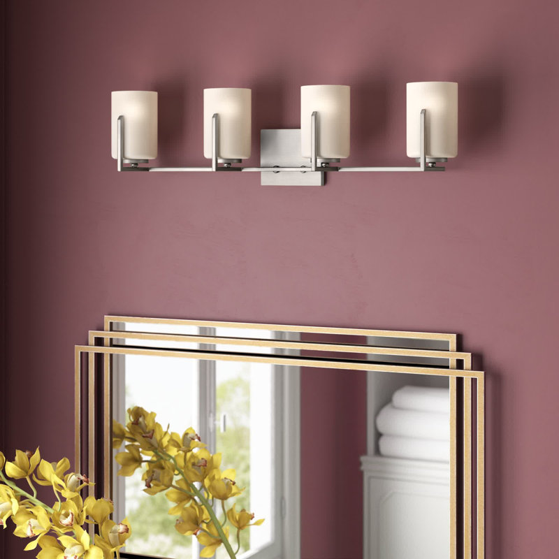 Éclairage de salle de bain à intensité variable 4 lumières Ronsie, Nickel satiné