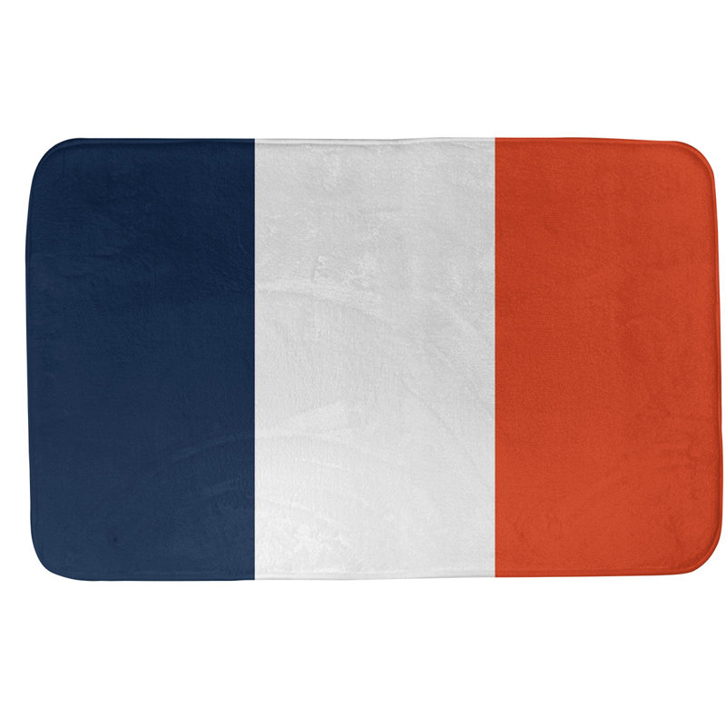Tapis pour salle de bain Houston, l 17 po x L 24 po, Bleu marine/blanc
