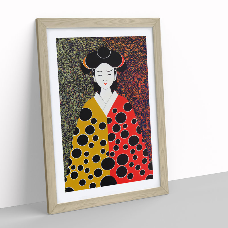Spotted Geisha - Framed Print, 34cm H x 25cm W x 2cm D, Oak Framed