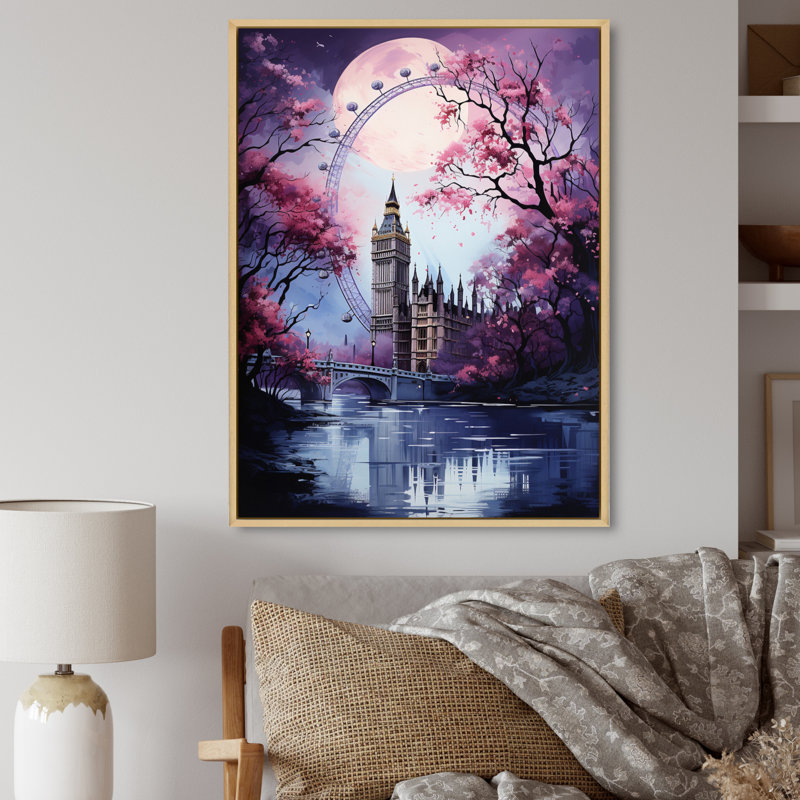 Carrousel éternelle IV de la grande roue mauve, reproduction sur toile, Cadre naturel flottant, H 32 po x l 16 po x P 1 po
