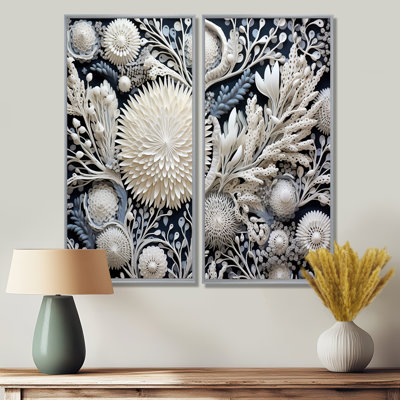 Gray Coral Flowers - Gray Canvas Prints