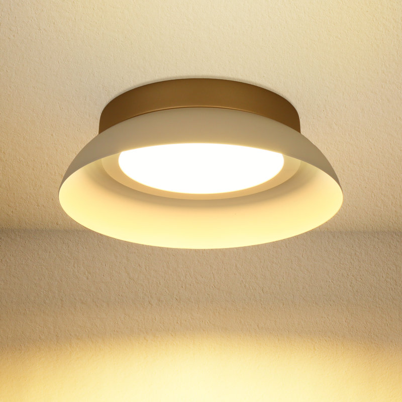Round Flush Mount, Blanc et or