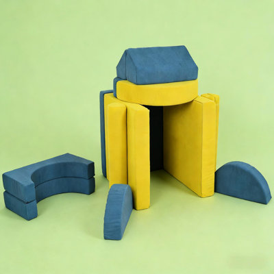 Foam Climbing Blocks Indoor Adventure Pack - 14 Pieces With Five Shape Variations, Build Cars Castles Rockets, Comfortable 28d Foam, Stimulate Hands On Skills, Cleanable Design, For Over 18 Months