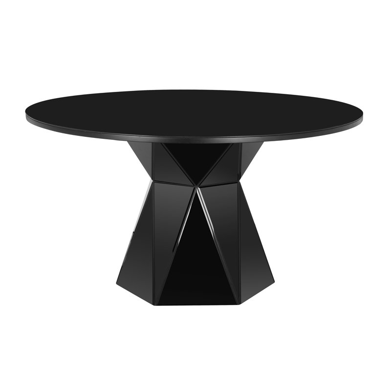 Tov Furniture Iris Black Glass Dining Table, Black
