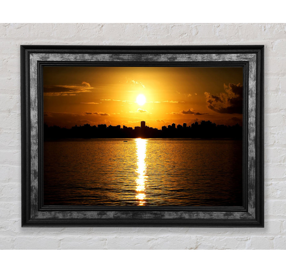 Sunset City Skyline Silhouette - Einzelner Bilderrahmen Kunstdrucke