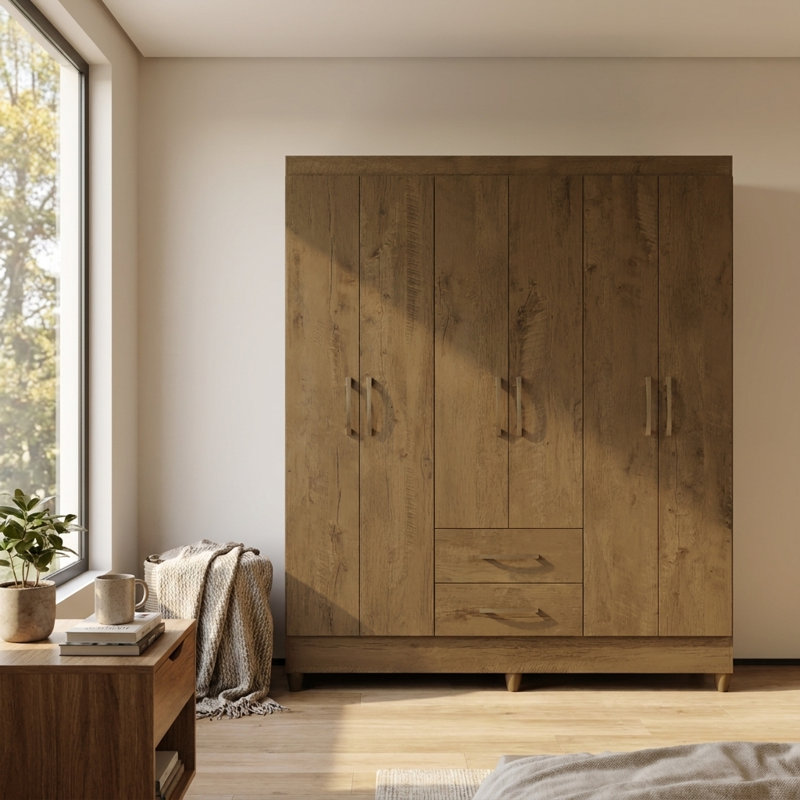 Armoire Panama 60,2 "avec tablettes réglables, tringle, Brun