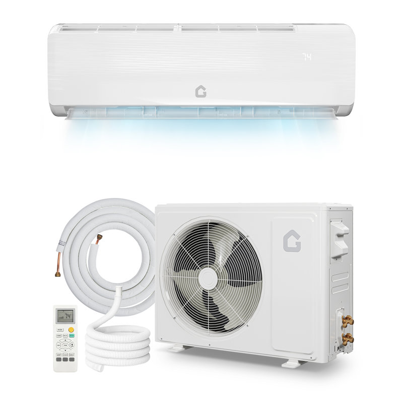 Climatiseur à deux blocs de 12 000 BTU - 19 SEER2, 115V, R32, WiFi activé, mode turbo et automatique, déshumidification indépendante, minuterie 24H, veille intelligente, mode ECO, bascule vers le haut et vers le bas, gauche et droite, chauffage et climatisation