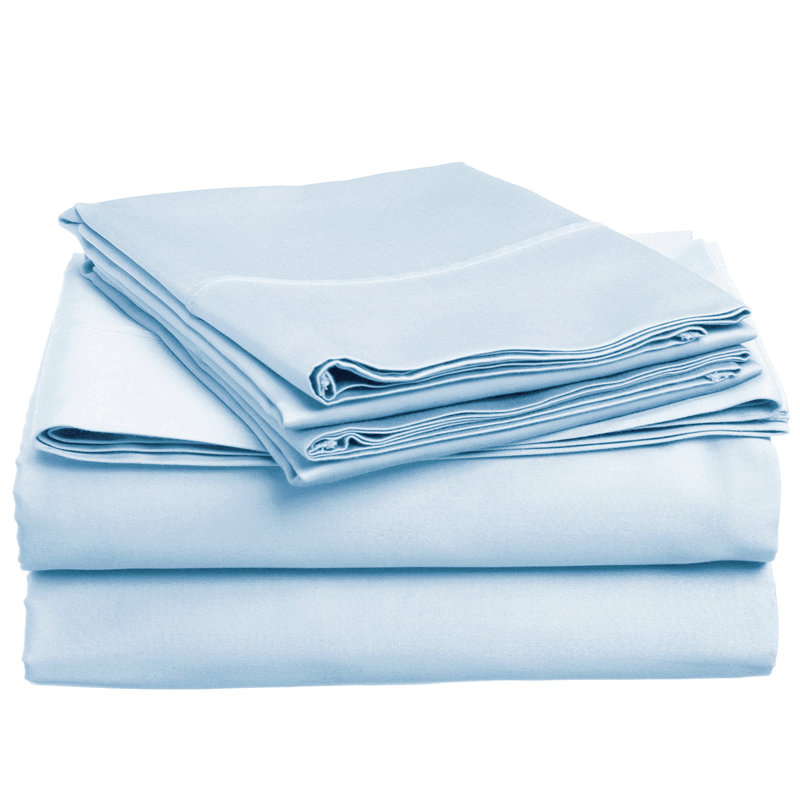 Ensemble de draps en coton de qualité égyptienne 500 fils Columbia, Double, Bleu clair