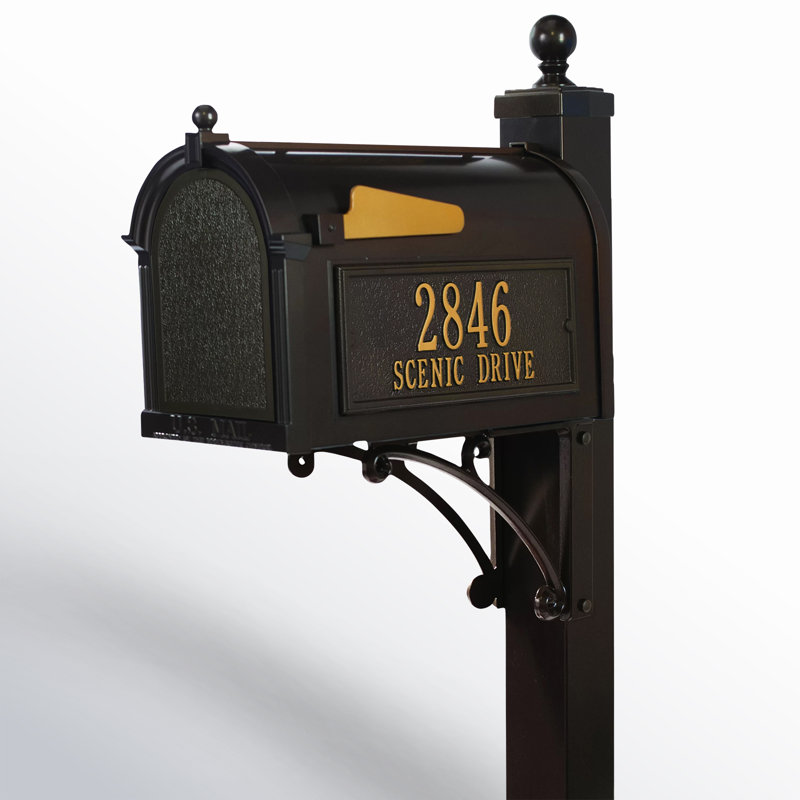 Deluxe Post-Mounted Mailbox, Bronze, Yes