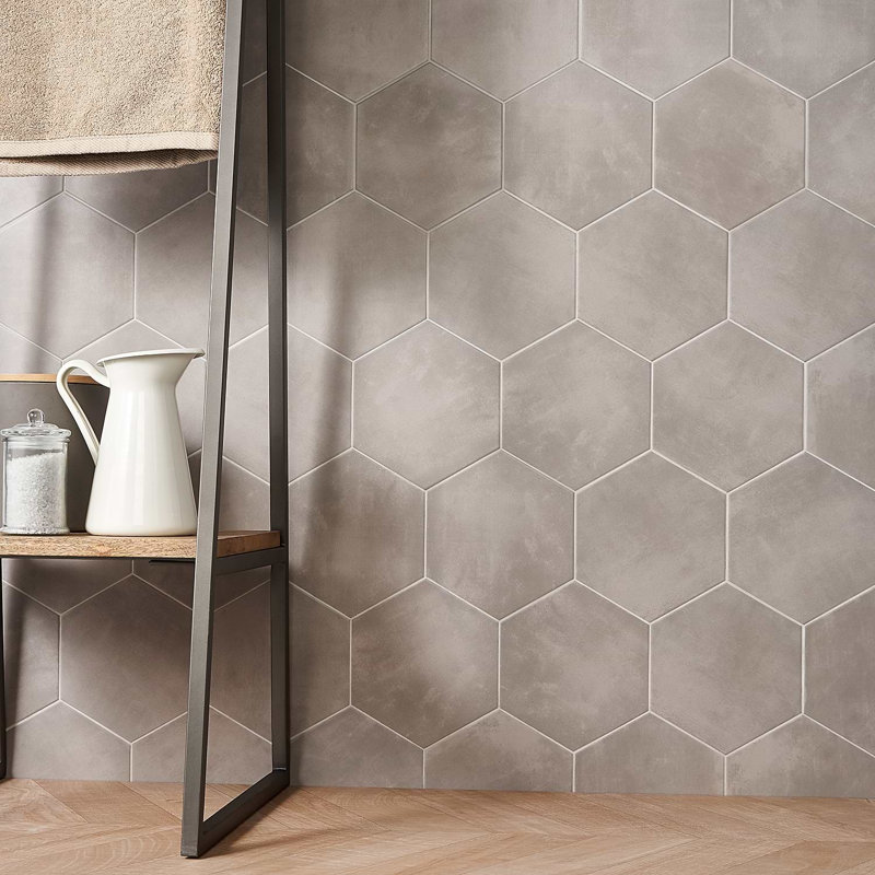 HexArt 8" Hexagon Porcelain Matte Tile, Rose 8" Hexagon