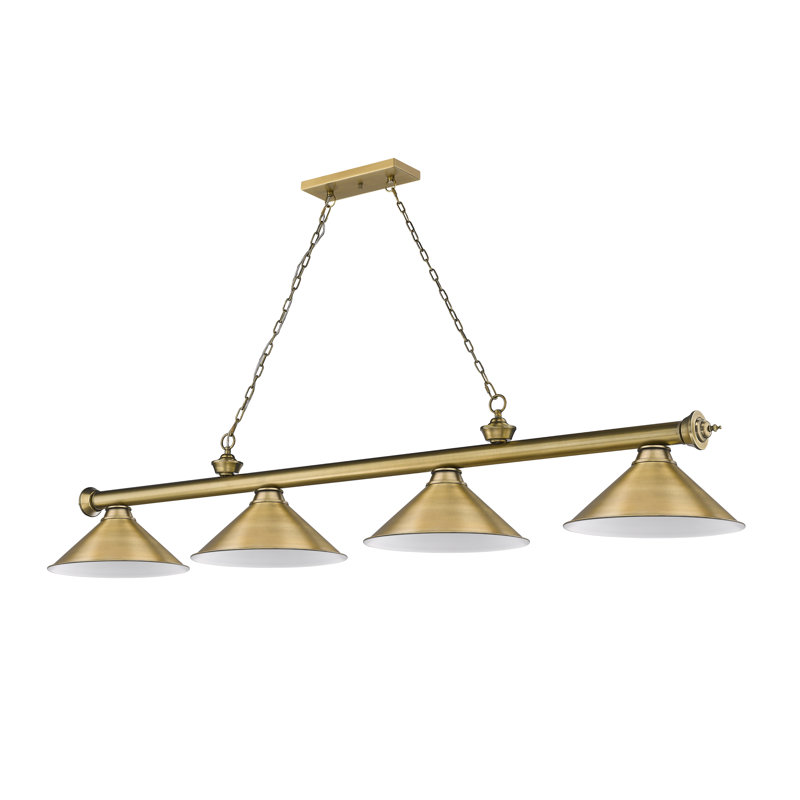 Luminaire suspendu pour table de billard 4 lumières Annaleisa, Laiton frotté