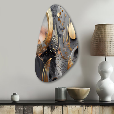 Edie - Marble Asymmetrical Metal Wall Decor, Modern Irregular Shape Metal Art Print