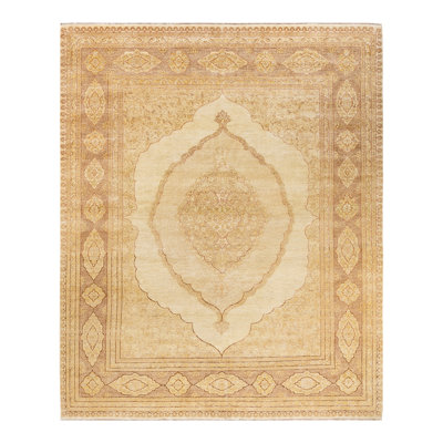 Tapis ivoire Haynie en laine noué à la main 8 pi 1 po x 10 pi 4 po