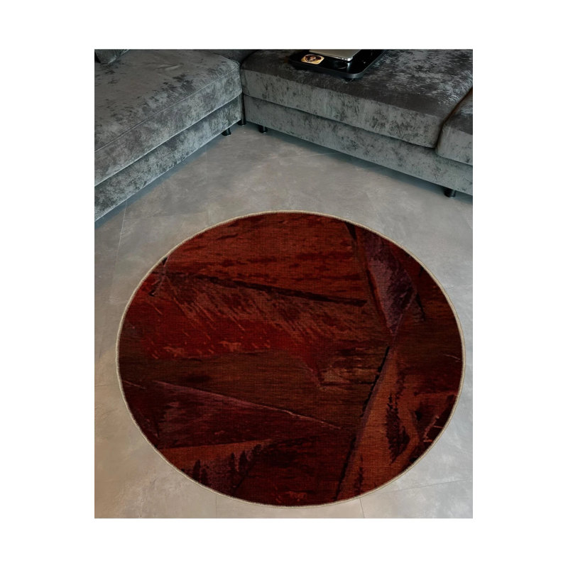 Tapis décoratif moderne Burdy, Rond 3 pi 4 po