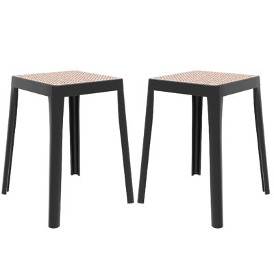 Dantoni Modern Square Stackable Plastic Stool – Indoor & Outdoor Seating, Portable Backless Chair, Patio, Kitchen, Garden, or Event Dining Stool Set o