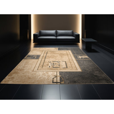 Tapis brun lavable à la machine Pantelis