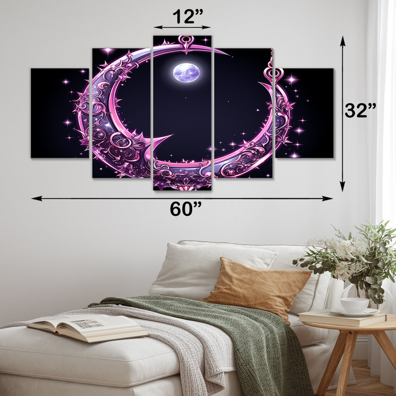 Lune mauve parsemée - ensemble de décorations murales multi-planètes