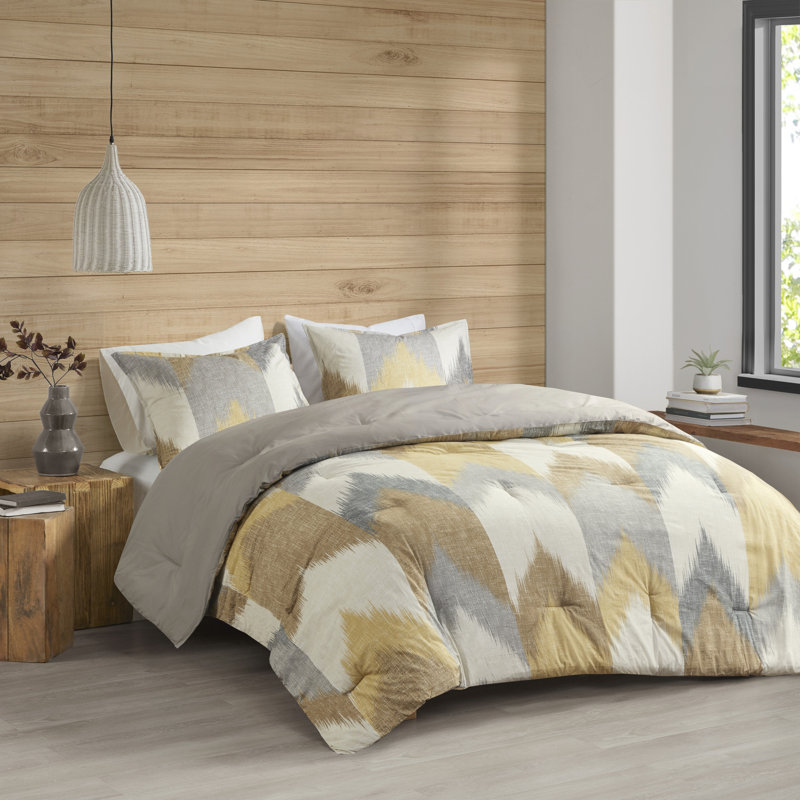 Alpine Cotton Comforter Mini Set, King/Cal. King Comforter + 2 Standard Shams, Yellow Comforter