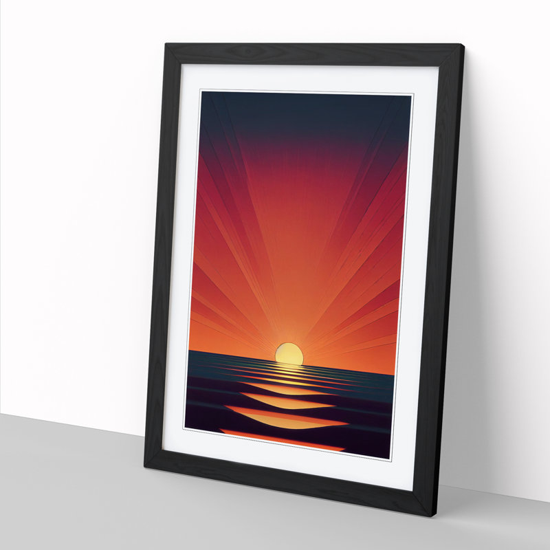 Sunset Minimalism Vol.1 - Picture Frame Print, 34cm H x 25cm W x 2cm D, Oak