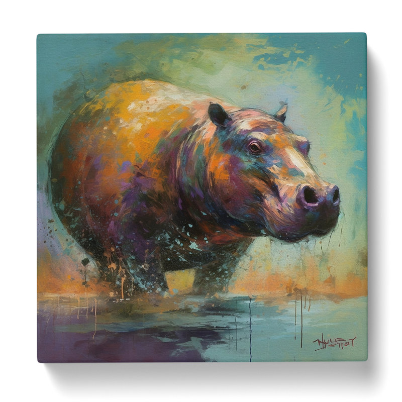 Hippo Post-Impressionism No.3 - Wrapped Canvas