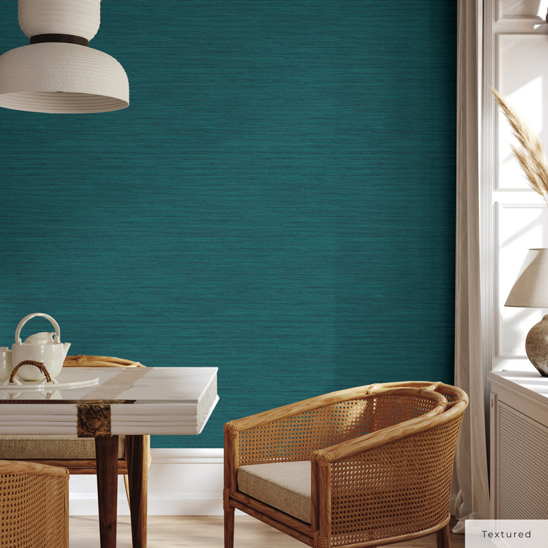 Montaldi 16.5' L x 20.5" W Textured Peel and Stick Wallpaper Roll, Mediterranean Teal