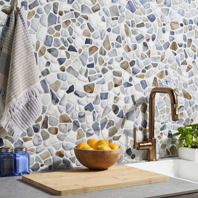 Riverglass 12x12 Frosted Glass Mosaic Tile