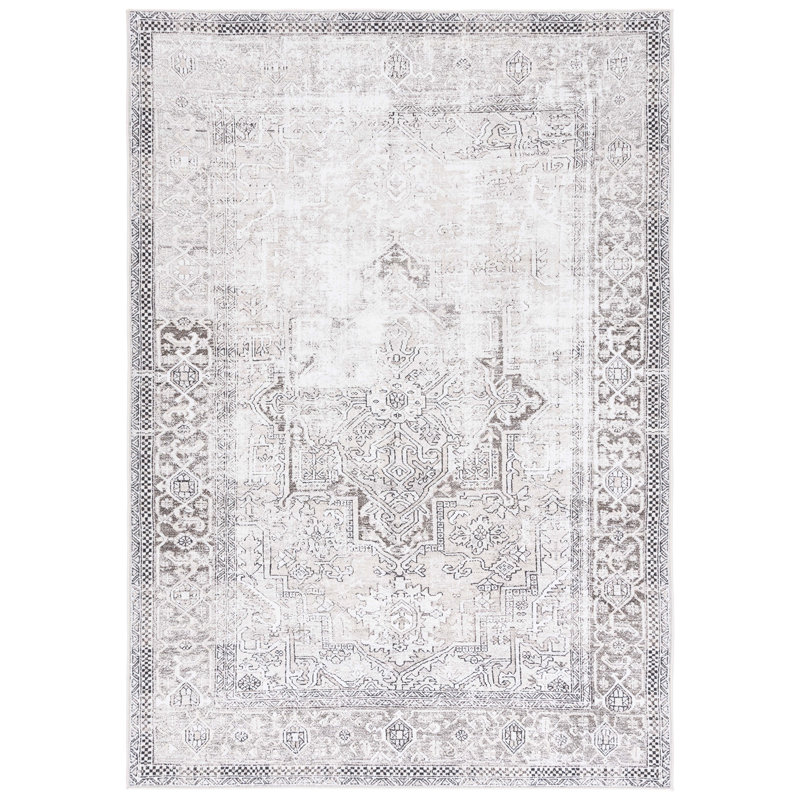 Wajahat Orlando Felt/Velvet/Laminated Film Machine Washable Southwestern Rug in Taupe/Beige, Rectangle 8' x 10'