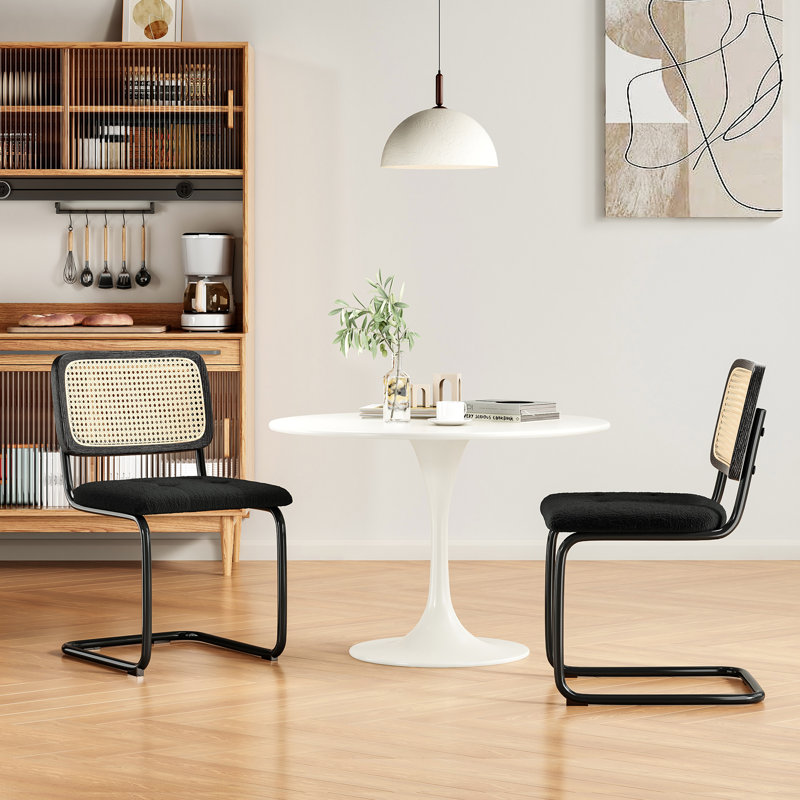 Kubiak Boucle Upholstered Side Dining Chairs, Black